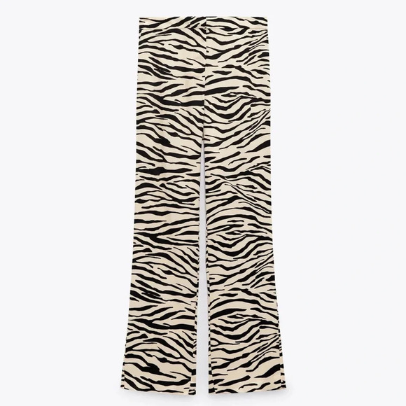 Zara Pants - New Zara zebra print flowy front slit pant size M